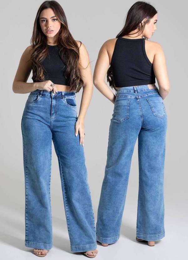 Sawary - Calça Jeans Sawary Wide Leg Azul 6
