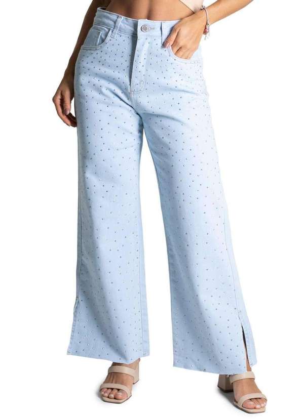 Sawary - Calça Jeans Sawary Wide Leg Cropped Azul