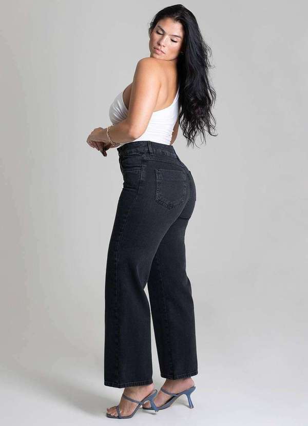 Sawary - Calça Jeans Sawary Wide Leg Petit - 279517 Preto 2