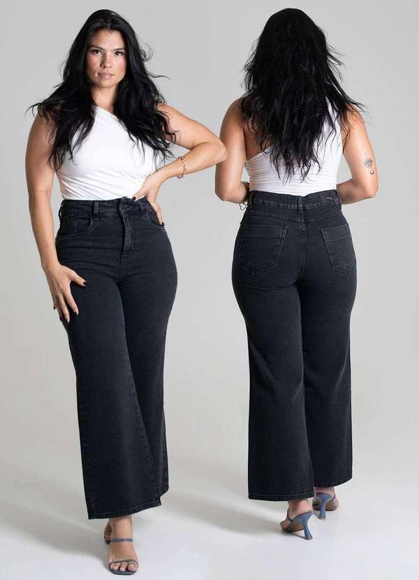 Sawary - Calça Jeans Sawary Wide Leg Petit - 279517 Preto 6