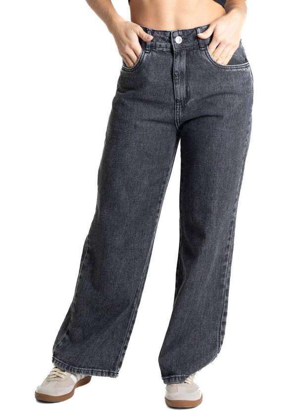 Sawary - Calça Jeans Sawary Wide Leg Petit - 280399 Preto