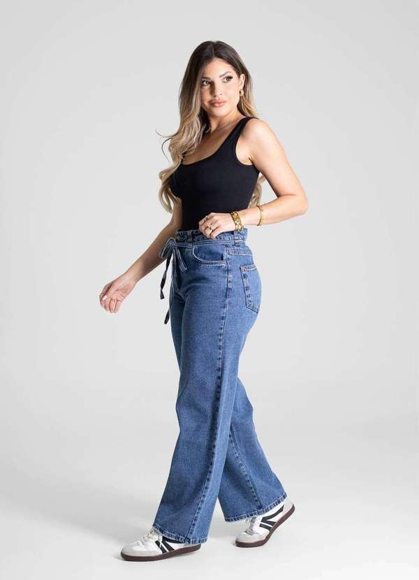 Sawary - Calça Jeans Sawary Wide Leg Petit - 281000 Azul 3