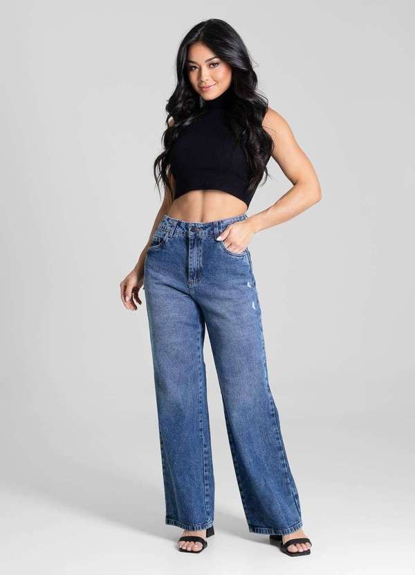 Sawary - Calça Jeans Sawary Wide Leg Petit - 281545 Azul 2