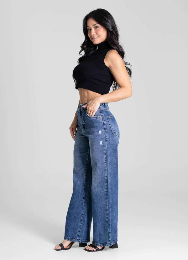 Sawary - Calça Jeans Sawary Wide Leg Petit - 281545 Azul 3