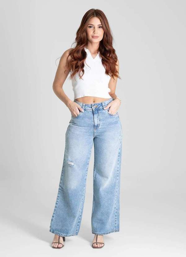 Sawary - Calça Jeans Sawary Wide Leg Petit - 281550 Azul 2