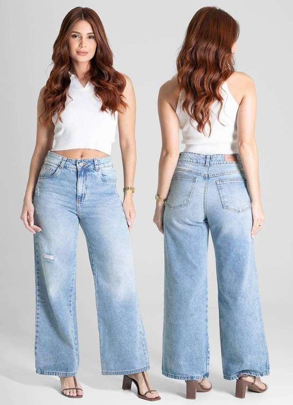 Sawary - Calça Jeans Sawary Wide Leg Petit - 281550 Azul 6