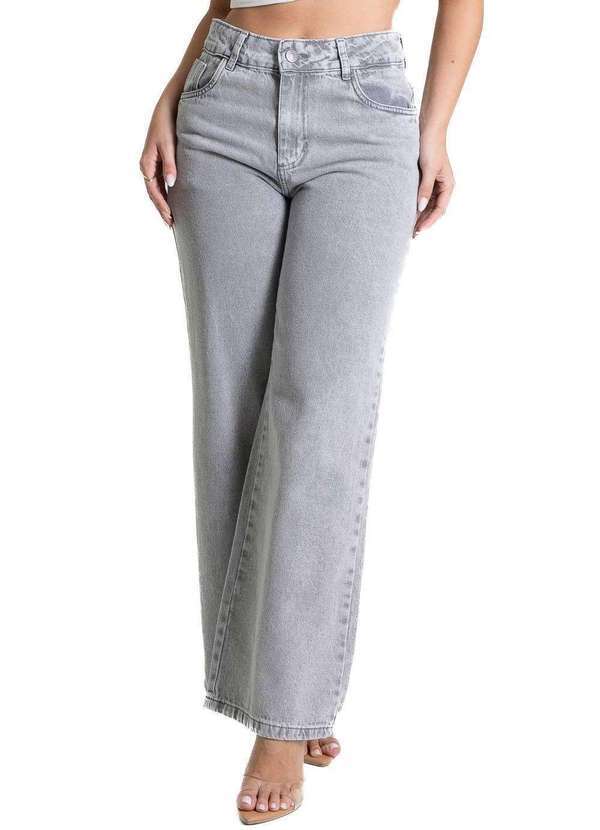 Sawary - Calça Jeans Sawary Wide Leg Petit - 281719 Cinza