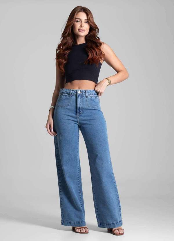 Sawary - Calça Jeans Sawary Wide Leg Petit - 281754 Azul 2