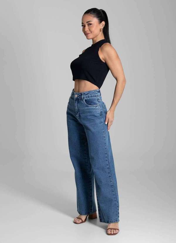 Sawary - Calça Jeans Sawary Wide Leg Petit - 282028 Azul 3