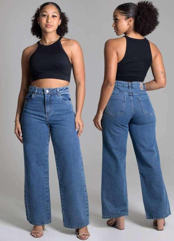 Sawary - Calça Jeans Sawary Wide Leg Petit Azul 6