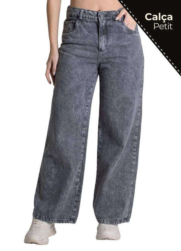 Sawary - Calça Jeans Sawary Wide Leg Petit Cinza