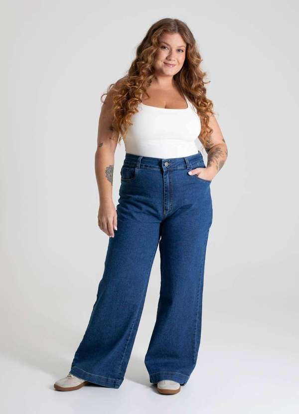 Sawary - Calça Jeans Sawary  Wide Leg Plus Size - 279804 Azul 2