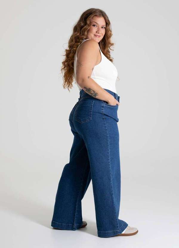 Sawary - Calça Jeans Sawary  Wide Leg Plus Size - 279804 Azul 3
