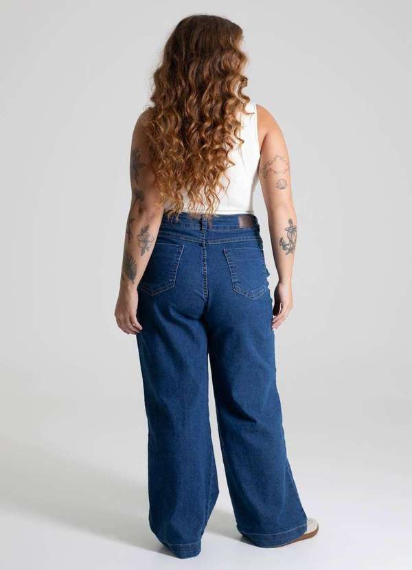 Sawary - Calça Jeans Sawary  Wide Leg Plus Size - 279804 Azul 4