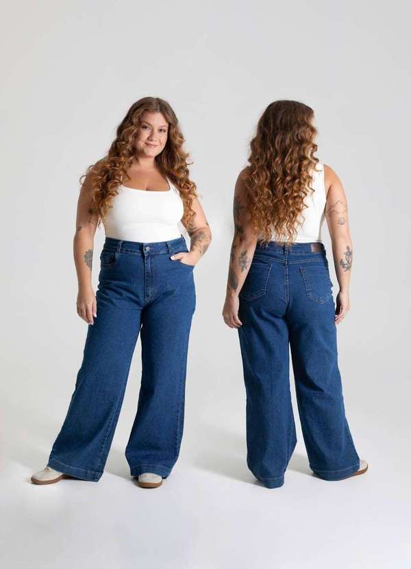 Sawary - Calça Jeans Sawary  Wide Leg Plus Size - 279804 Azul 6