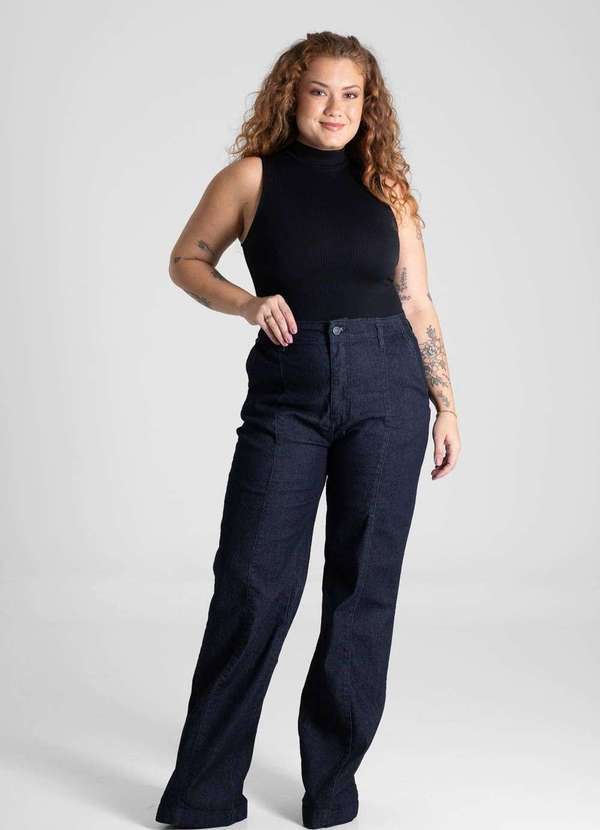 Calça Jeans Sawary Wide Leg Plus Size 280630 Azul Sawary Oficial