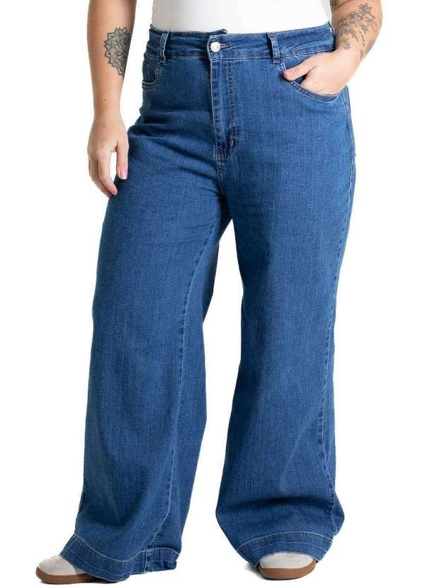 Sawary - Calça Jeans Sawary Wide Leg Plus Size - 280658 Azul