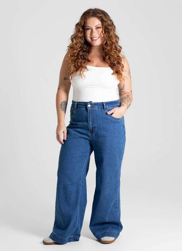Sawary - Calça Jeans Sawary Wide Leg Plus Size - 280658 Azul 2