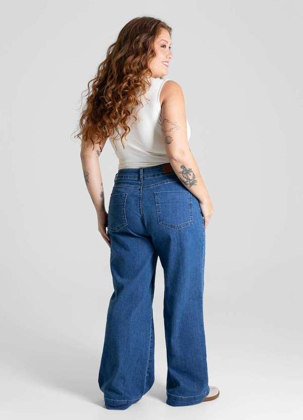 Sawary - Calça Jeans Sawary Wide Leg Plus Size - 280658 Azul 4