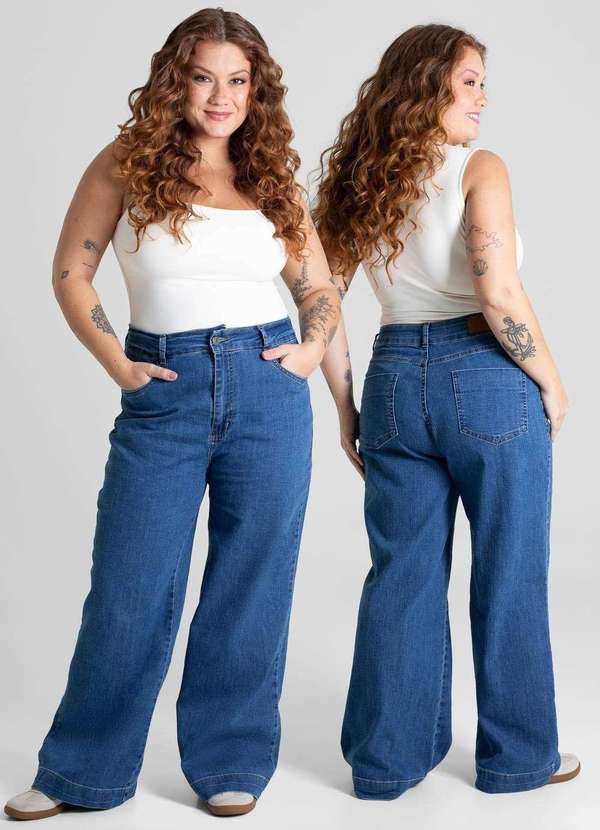 Sawary - Calça Jeans Sawary Wide Leg Plus Size - 280658 Azul 6