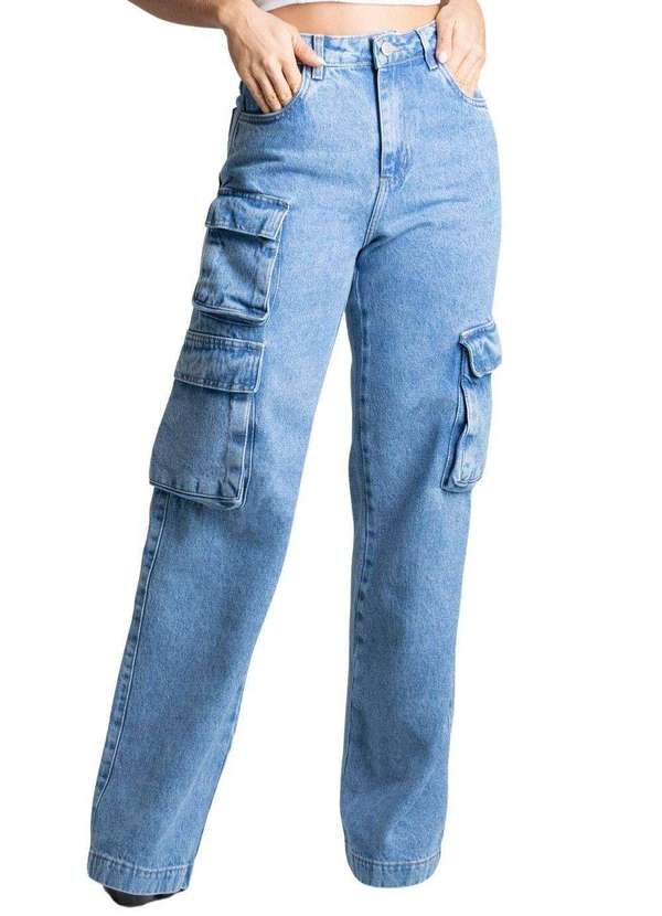 Sawary - Calça Jeans Sawary Wide Leg Azul