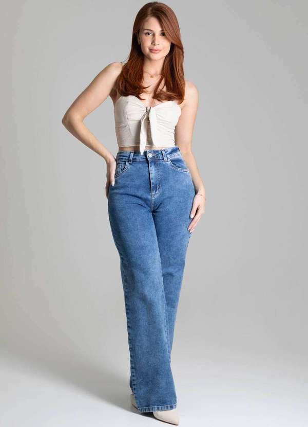 Sawary - Calça Jeans Sawary Wide Leg Azul 2