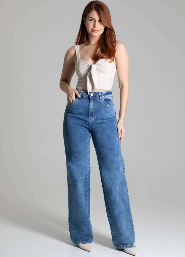 Sawary - Calça Jeans Sawary Wide Leg Azul 3