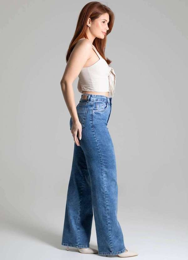 Sawary - Calça Jeans Sawary Wide Leg Azul 4