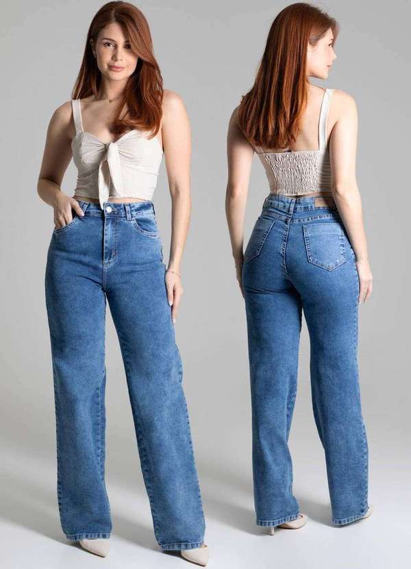 Sawary - Calça Jeans Sawary Wide Leg Azul 7