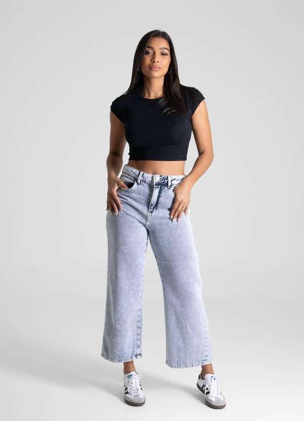 Sawary - Calça Jeans Sawray Wide Leg Cropped - 280880 Azul 2