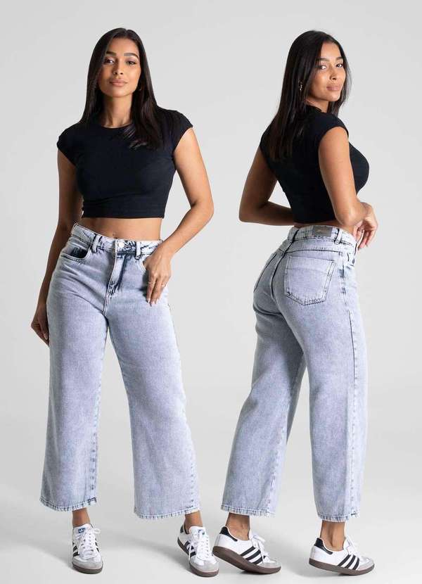 Sawary - Calça Jeans Sawray Wide Leg Cropped - 280880 Azul 6