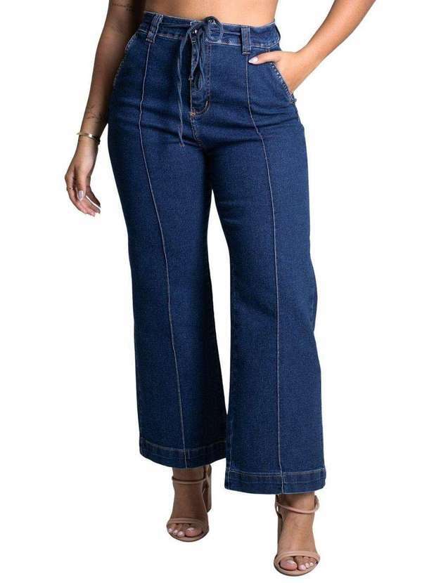 Sawary - Calça Jeans Sawray Wide Leg Cropped Azul