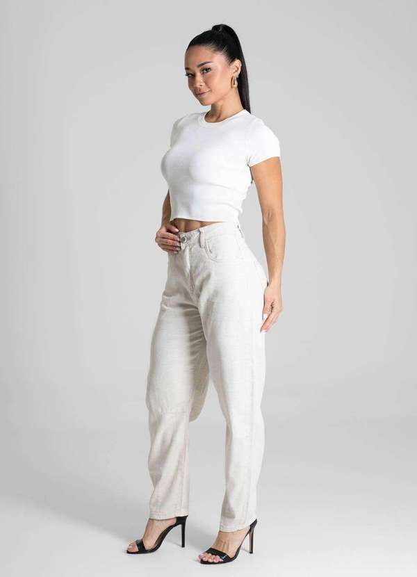 Sawary - Calça Linho Sawary Barrel - 280446 Bege 3