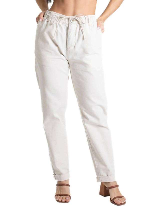Sawary - Calça Linho Sawary Mom - 280305 Bege