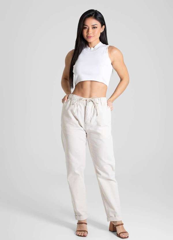 Sawary - Calça Linho Sawary Mom - 280305 Bege 2