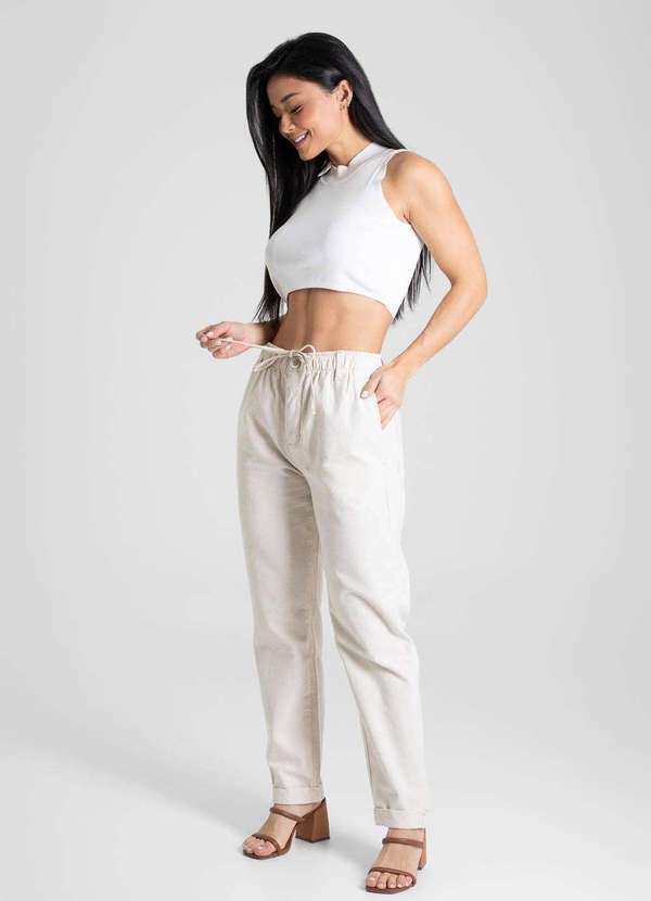 Sawary - Calça Linho Sawary Mom - 280305 Bege 3