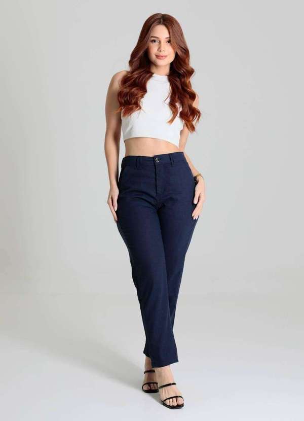 Sawary - Calça Linho Sawary Mom - 280543 Azul 2