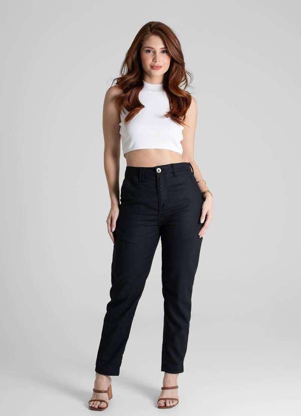 Sawary - Calça Linho Sawary Mom - 280544 Preto 2