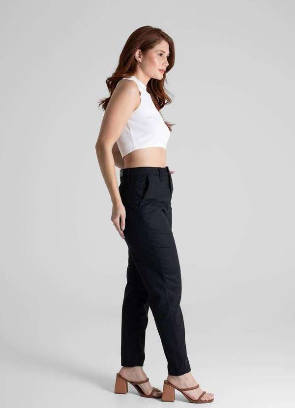 Sawary - Calça Linho Sawary Mom - 280544 Preto 3