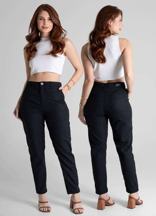 Sawary - Calça Linho Sawary Mom - 280544 Preto 6