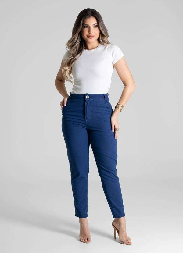 Sawary - Calça Linho Sawary Mom - 281413 Azul 2