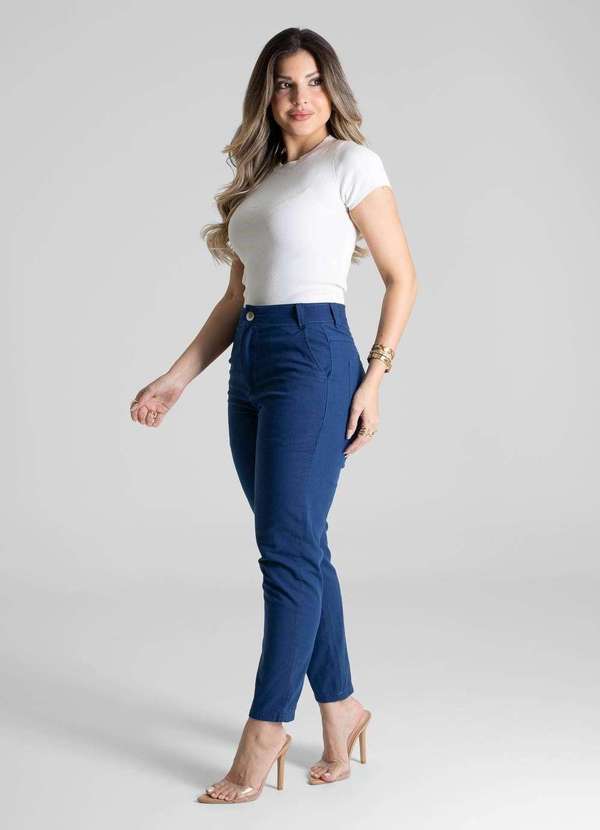 Sawary - Calça Linho Sawary Mom - 281413 Azul 3