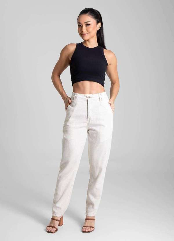 Sawary - Calça Linho Sawary Mom - 281511 Bege 2