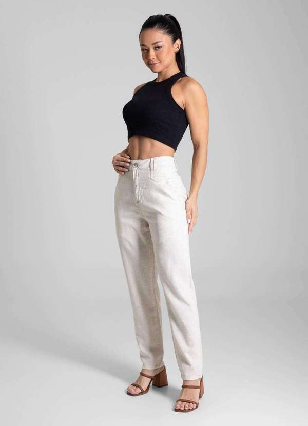 Sawary - Calça Linho Sawary Mom - 281511 Bege 3