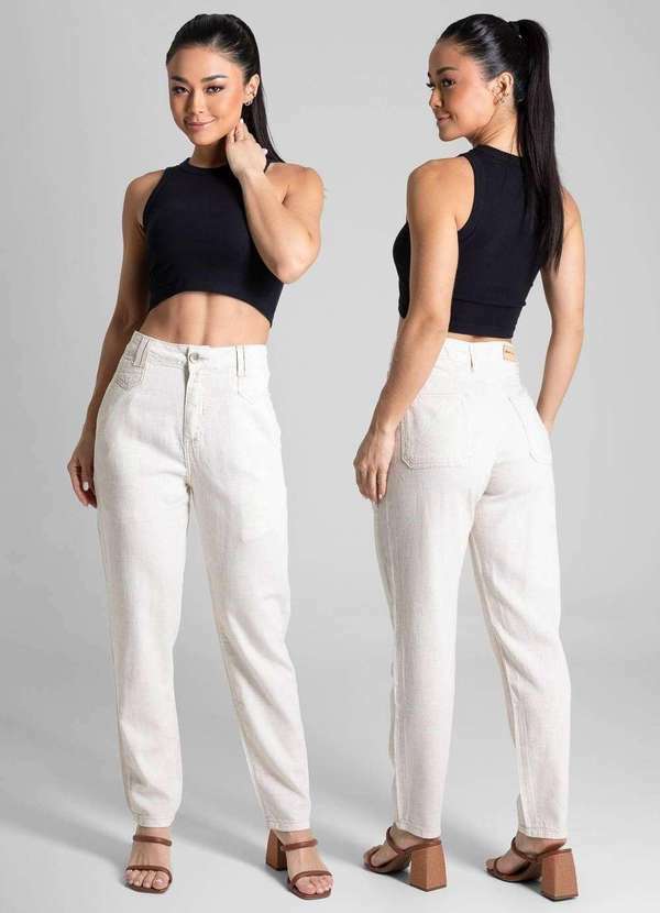 Sawary - Calça Linho Sawary Mom - 281511 Azul 6