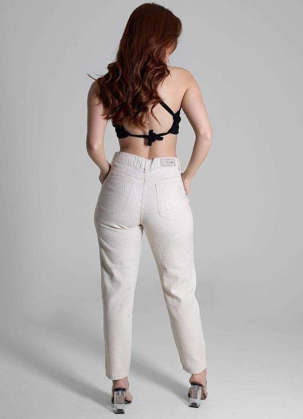 Sawary - Calça Linho Sawary Mom Bege 4