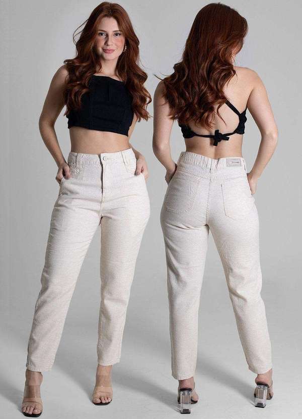 Sawary - Calça Linho Sawary Mom Bege 6