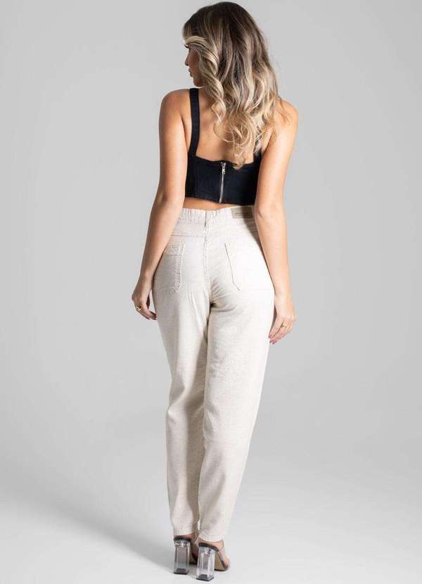 Sawary - Calça Linho Sawary Mom - 275205 Bege 4