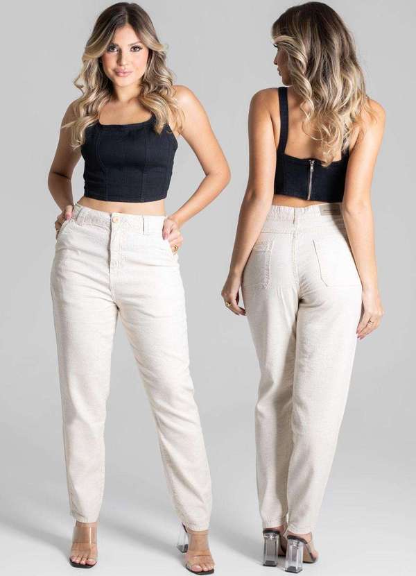 Sawary - Calça Linho Sawary Mom - 275205 Bege 6