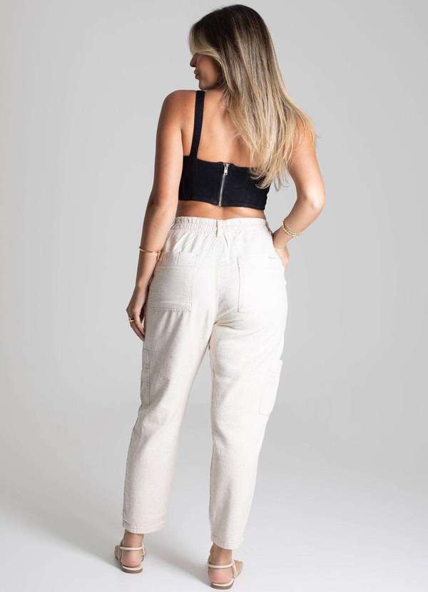 Sawary - Calça Linho Sawary Mom Bege 4